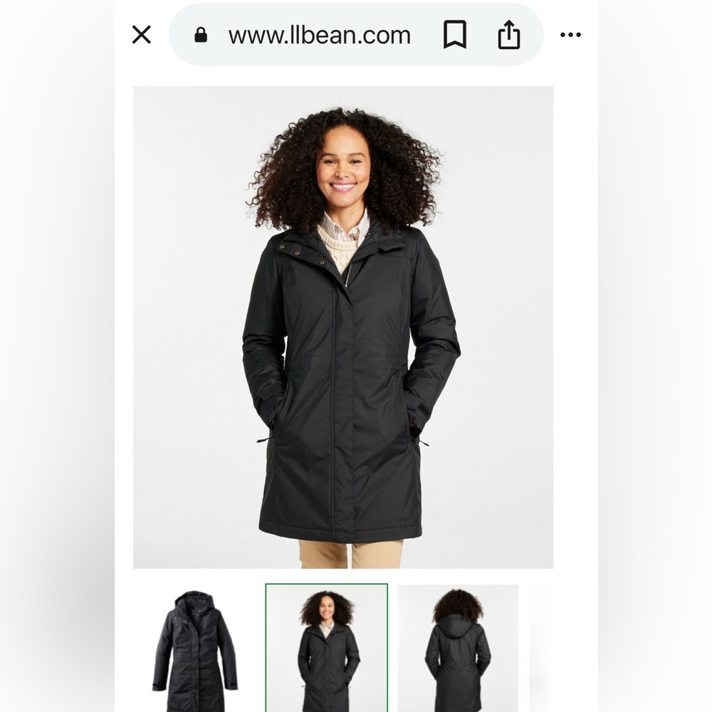 L.L. Bean Black Hooded coat.  Warm functional